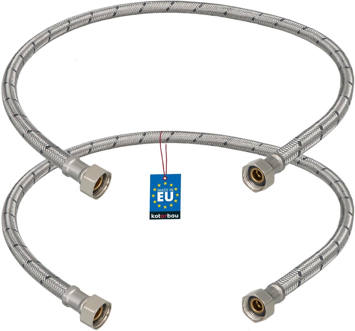 KOTARBAU® 2 Stuks - Flexibele Aansluitslang 3/8" x 3/8" - Flexibele Kraanslang 80 cm - Sanitaire Aansluitslang - Flexibele Verbindingsslang - Aansluitslang Armatuur - met Roestvrijstalen Vlechtwerk