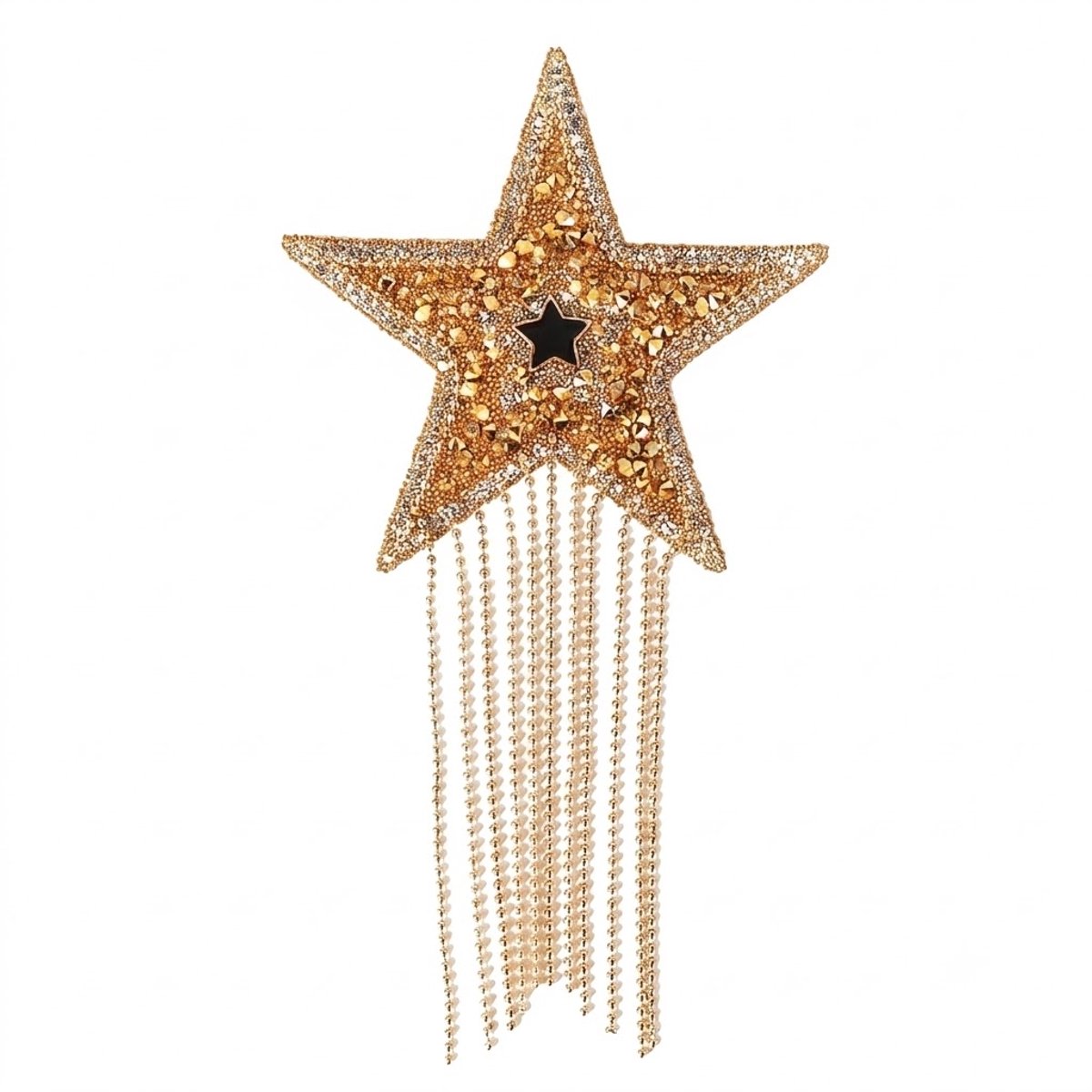 Goudkleurige ster patches stofapplicatie met strass en franjes 1 stuk opstrijkpatch voor kleding schoenen hoeden en tassen geborduurde appliqué decoratie