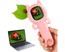 Mini digitale microscoop voor kinderen - draagbaar, roze kat