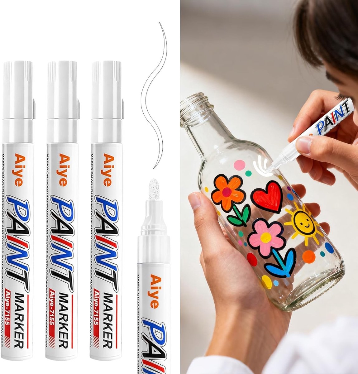 Set Permanente Marker Stiften - Wit - 4 Stuks - Watervaste Sneldrogende Acrylverf - Voor Kunst en Knutselen