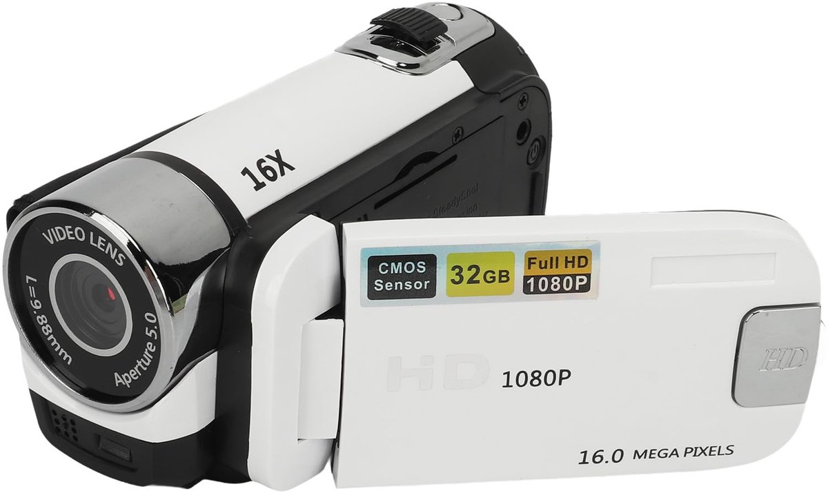 SnelShoppen - Videocamera Camcorder 1080P 16MP Digitale Camerarecorder met 2,4 Inch Draaibaar Scherm en 16X Digitale Zoom, Perfect voor Feest, Camping