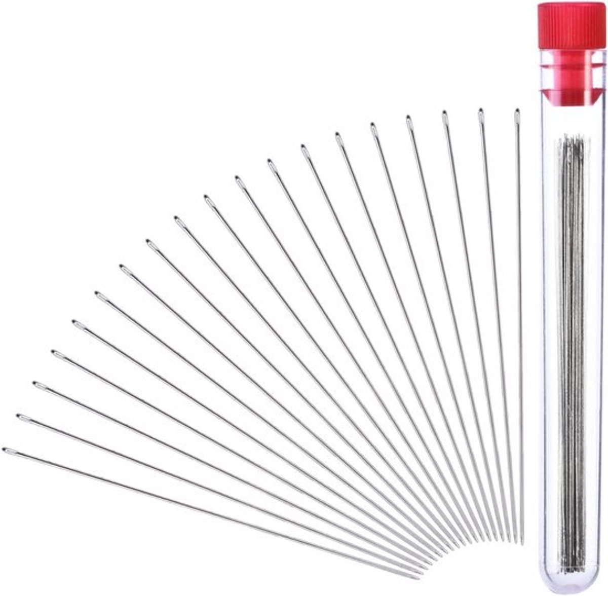 30 Stuks Parelnaalden 0.45 mm Dikte en 80 mm Lengte met Naald en Stalen Fles, Balpunt voor Kralenwerk en Handwerken