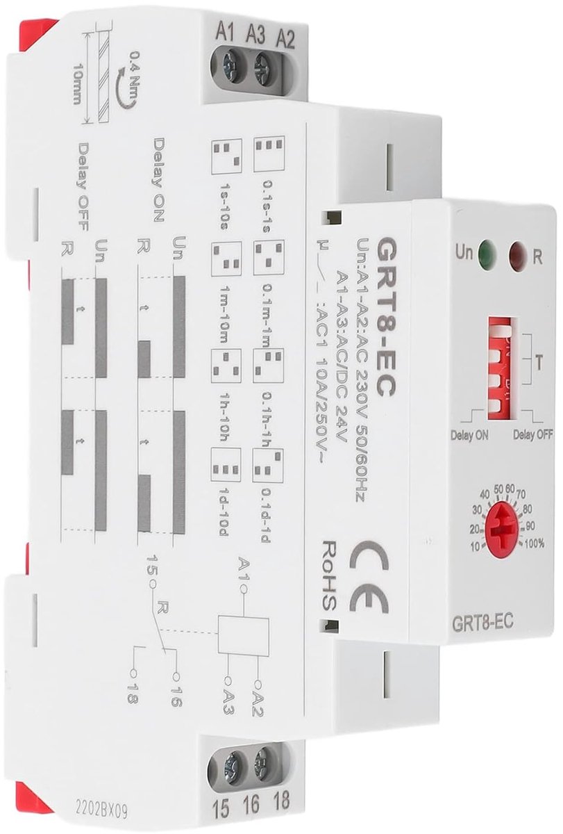 SnelShoppen - Multifunctionele Tijdrelais met Dubbele Functie en LED Indicator AC230V of AC24V DC24V - Tijdschakelaar voor Automatische Besturing en C