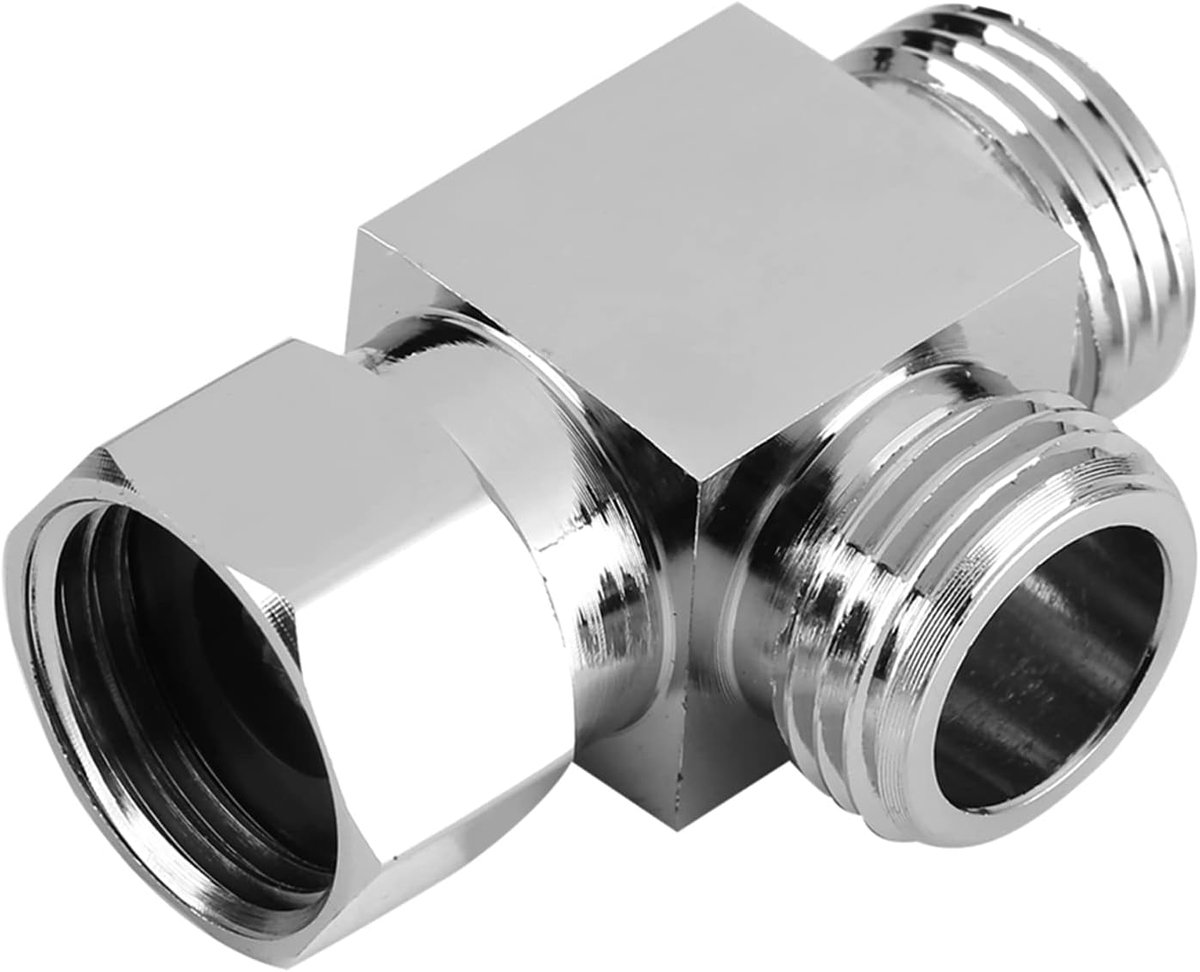SnelShoppen - Sanitaire Adapter 3/8 naar 1/2 Inch, Bidet T Adapter, 3-Weg T Adapter voor Toilet, Chroom Geplateerde Messing, Duurzaam 3-Weg Buizenacce