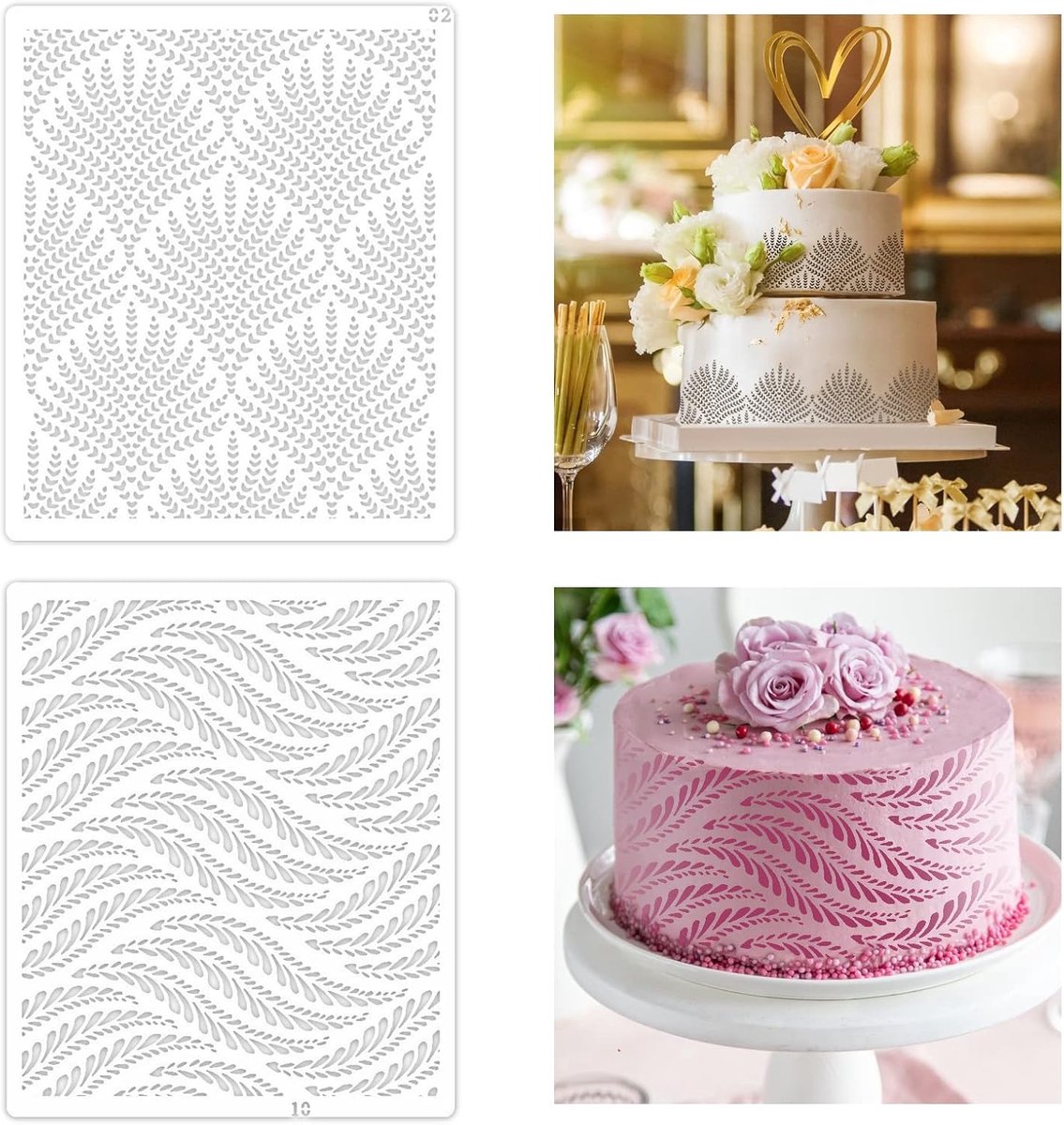 SnelShoppen - Cake stencil sjablonen, herbruikbare botercrème templates, decoratieve plastic cake reliefs, bloemen spray sjablonen voor feestelijke ta