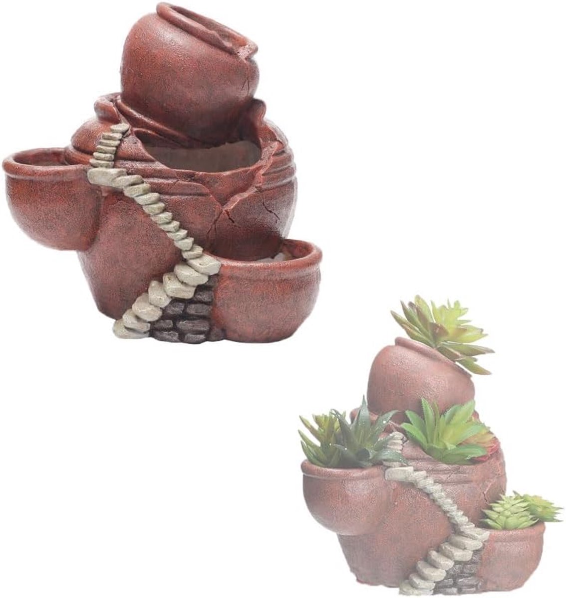 SnelShoppen - Creatieve Cactus Bonsai Pot - Zwarte Houten Ladder - Duurzaam en Milieuvriendelijk - Corrosiebestendig - Ideaal voor Thuis, Tuin en Kant