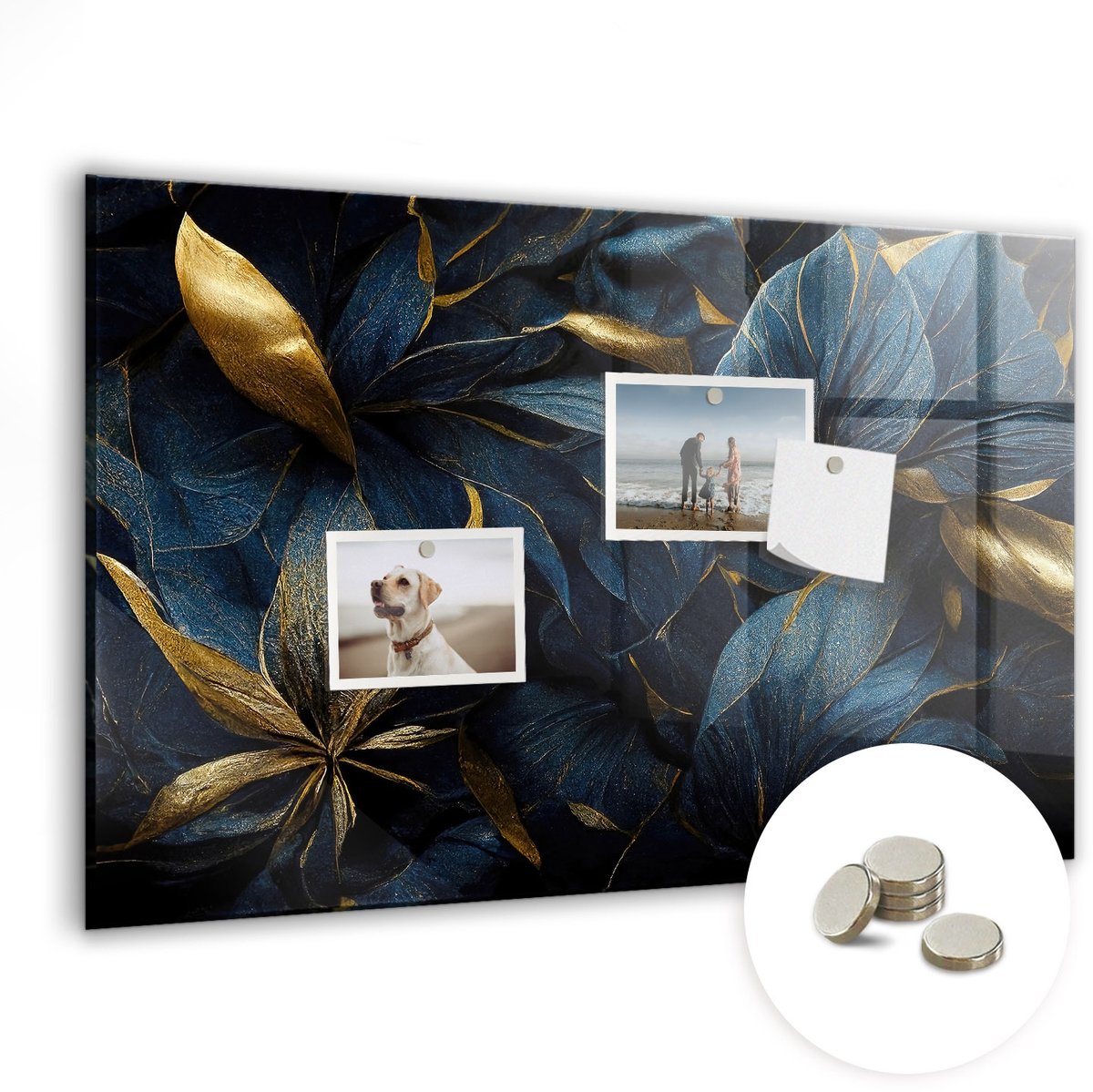 Coloray Glazen Magneetbord - Magnetisch Bord Sierbloemen - 60x40 cm - Zwart Magneetbord - Magnetic Board - Woonkamer Decoratie