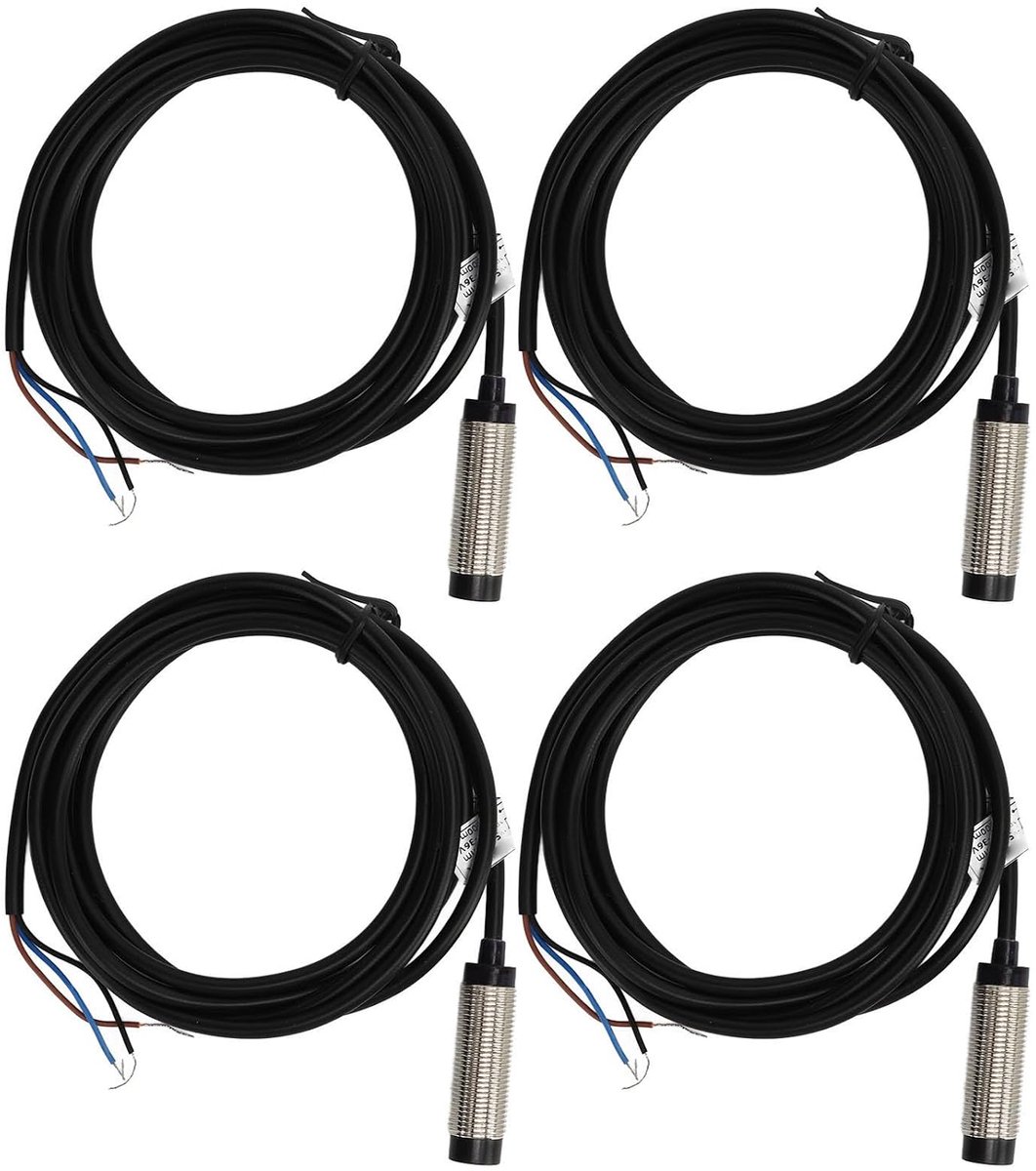 SnelShoppen - Inductieve Nabijheidsschakelaar 4 Sets PNP 3-Draad NO Contact 4 Mm Detectie Sensor 12 Mm LED Indicator Licht