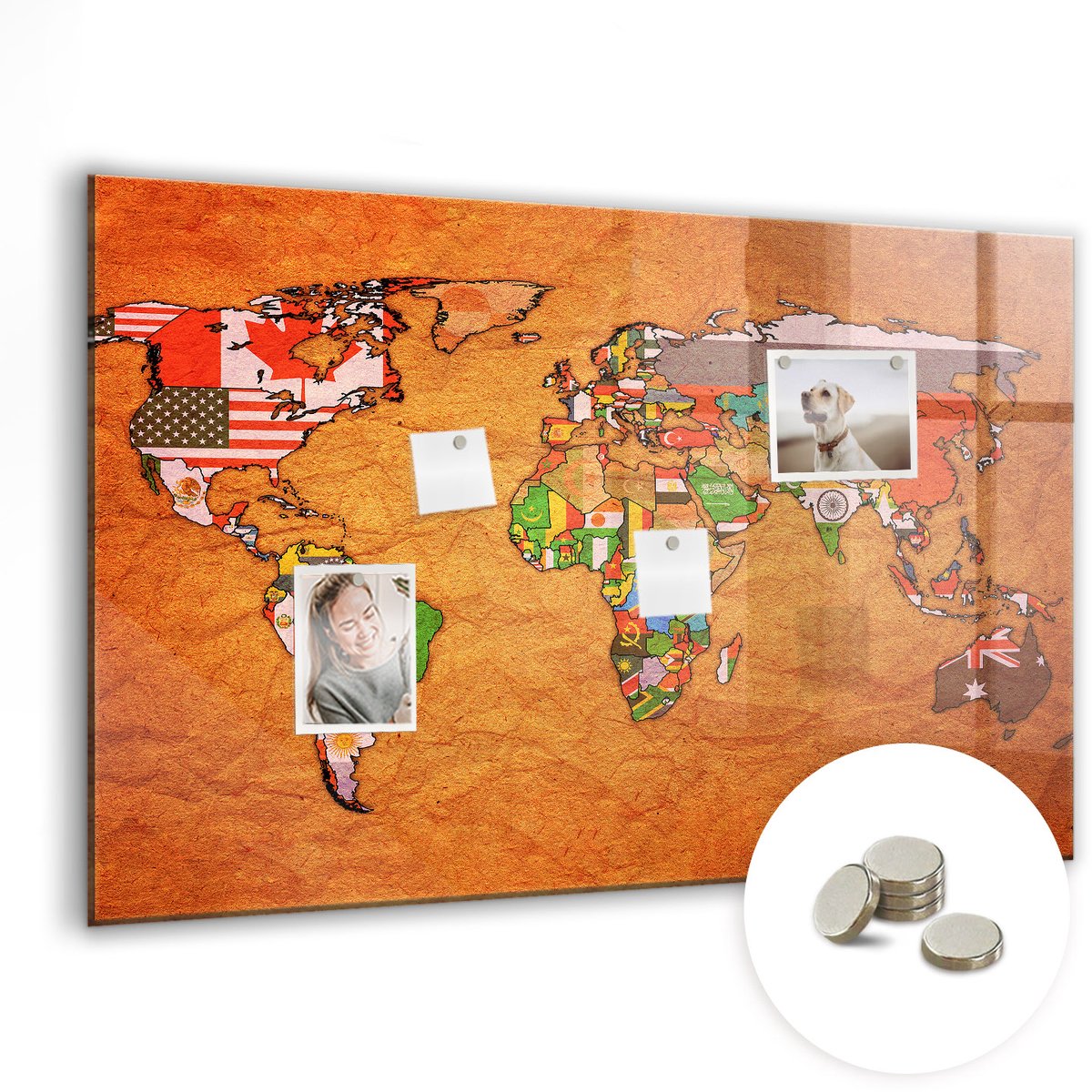 Coloray Glazen Magneetbord - Magnetisch Bord Amerikaanse vlag - 90x60 cm - Veelkleurig Magneetbord - Magnetic Board - Glazen Magneetbord