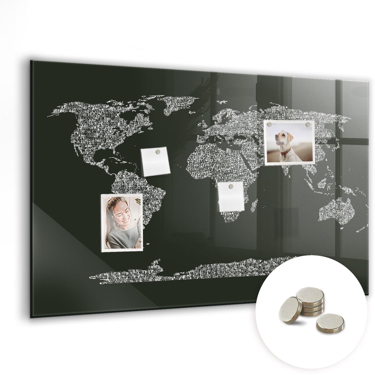 Coloray Glazen Magneetbord - Magnetisch Bord Wijnkurken - 90x60 cm - Grijs Magneetbord - Magnetic Board - Keuken Decoratie