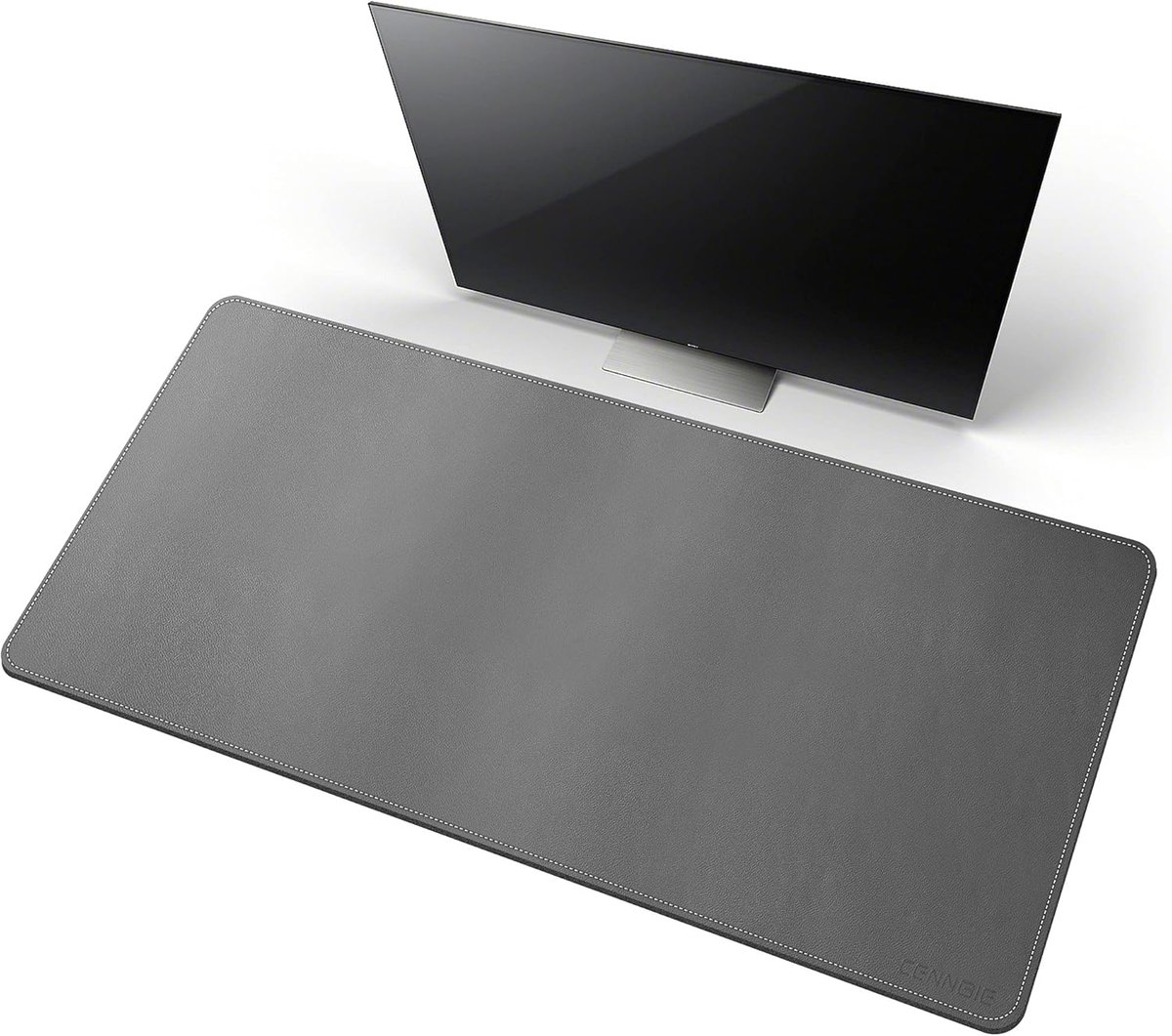SnelShoppen - Lederen Bureaumat 100 x 50 cm, Antislip Bureauonderlegger, Waterdichte PU-Lederen Muismat, Grijs voor Kantoor en Thuisgebruik