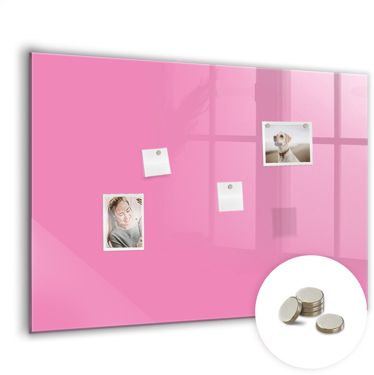 Coloray Glazen Magneetbord - Magnetisch Bord Wereldkaart - 100x70 cm - Roze Magneetbord - Magnetic Board - Magneetbord Design