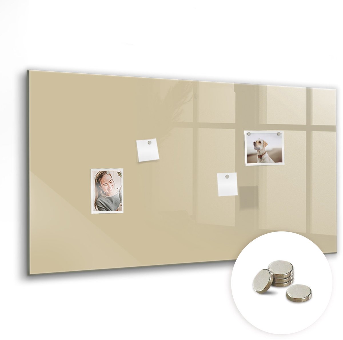 Coloray Glazen Magneetbord - Magnetisch Bord Goudgele kleur - 120x60 cm - Beige Magneetbord - Magnetic Board - Glazen Magneetbord