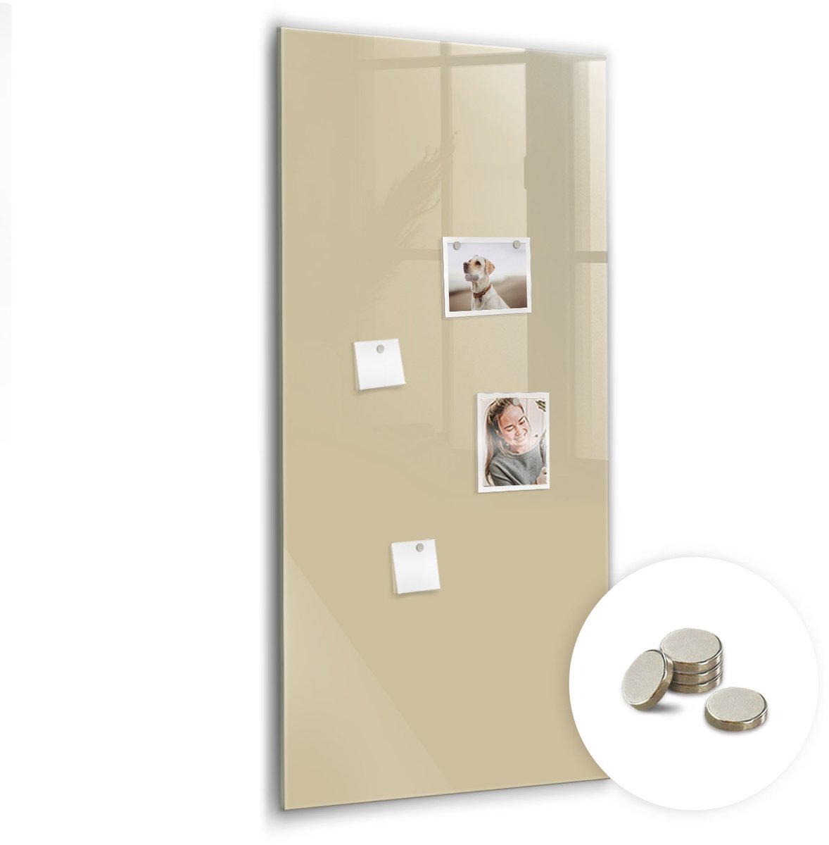 Coloray Glazen Magneetbord - Magnetisch Bord - 60x120 cm - Beige Magneetbord - Magnetic Board - Woonkamer Decoratie