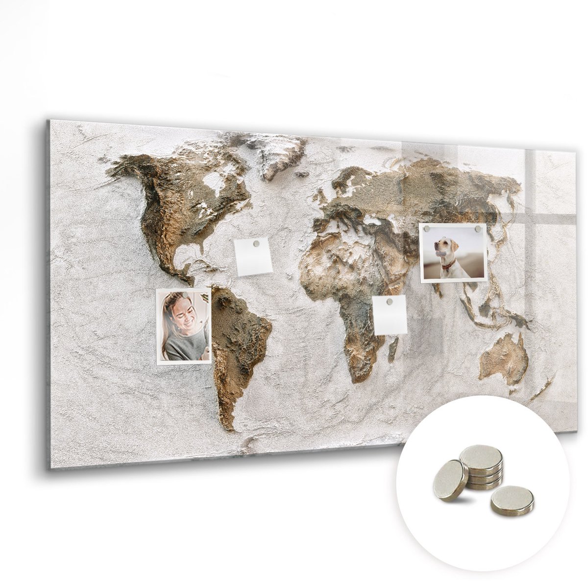 Coloray Glazen Magneetbord - Magnetisch Bord Lineaire kaart - 120x60 cm - Bruin Magneetbord - Magnetic Board - Magneetbord Design
