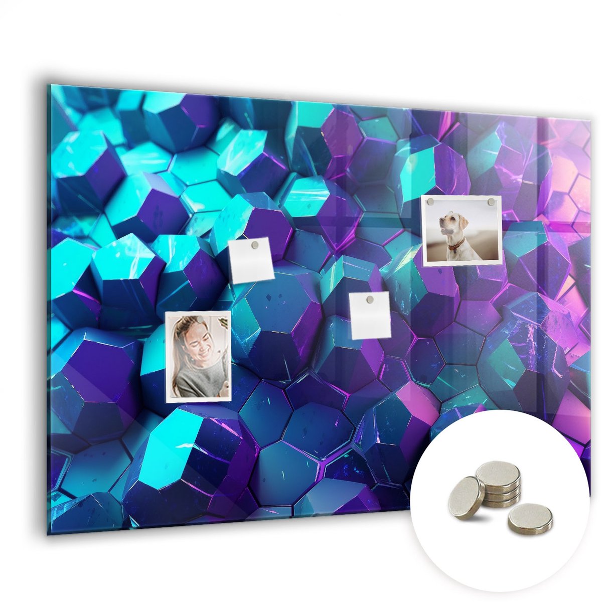 Coloray Glazen Magneetbord - Magnetisch Bord Decoratieve wereldkaart - 100x70 cm - Veelkleurig Magneetbord - Magnetic Board - Magneetbord Design