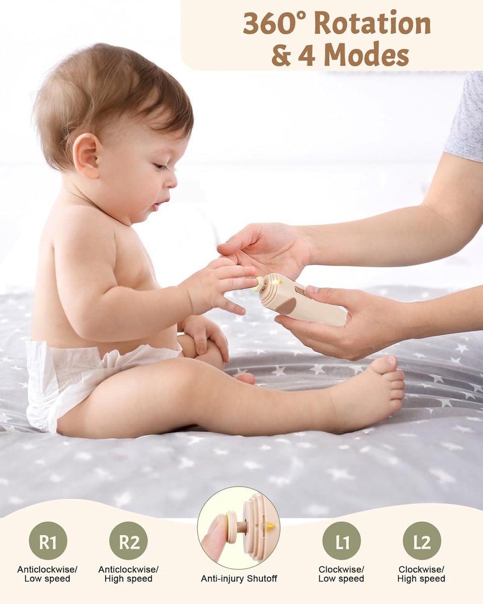 SnelShoppen - 25-in-1 Babyverzorgingsset, Elektrische Nageltrimmer, Baby Nagelvijl met Auto Lamp, Veilig Baby Nagelset voor Pasgeborenen, Draagbare Ba thumbnail 2