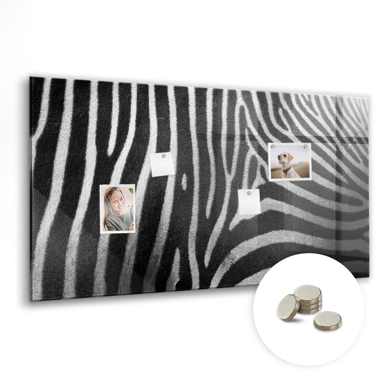 Coloray Glazen Magneetbord - Magnetisch Bord Mandala-patroon - 120x60 cm - Zwart-wit Magneetbord - Magnetic Board - Glazen Magneetbord