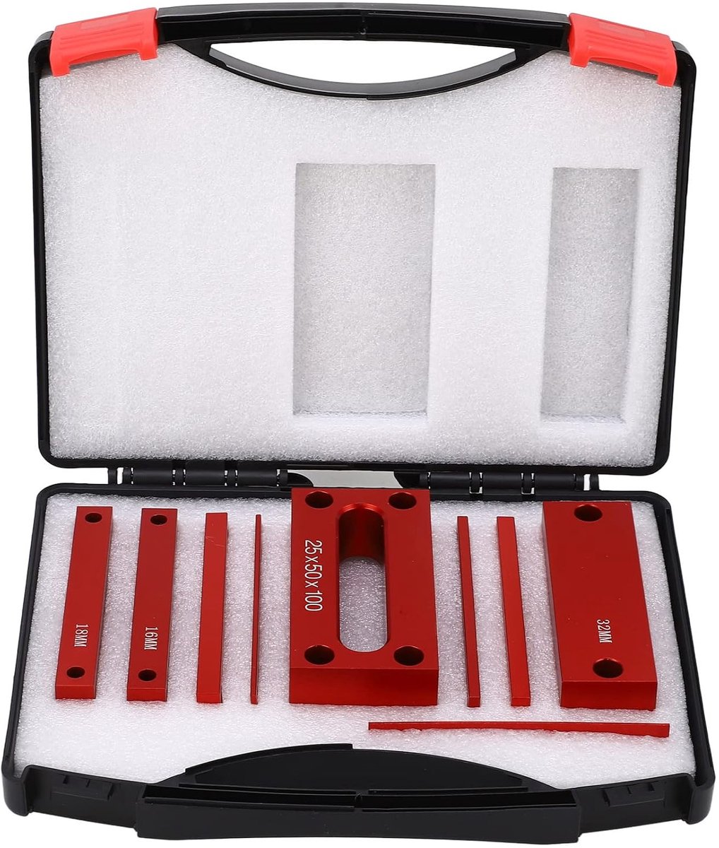 SnelShoppen - Height Gauge Block Set 9PCS - Aluminium Metrisch - Precisie Opstelling Voor Houtbewerking - Zaagaccessoires Voor Freesmachine en Tafelza