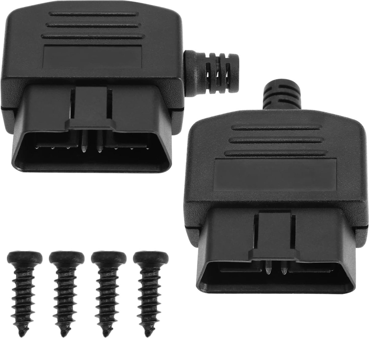 SnelShoppen - 2 Stuks OBD2 16 Pin Mannelijke Connector Plug met Schroeven ABS OBD2 16 Naald Connector Diagnosetool Adapter Auto Accessoires