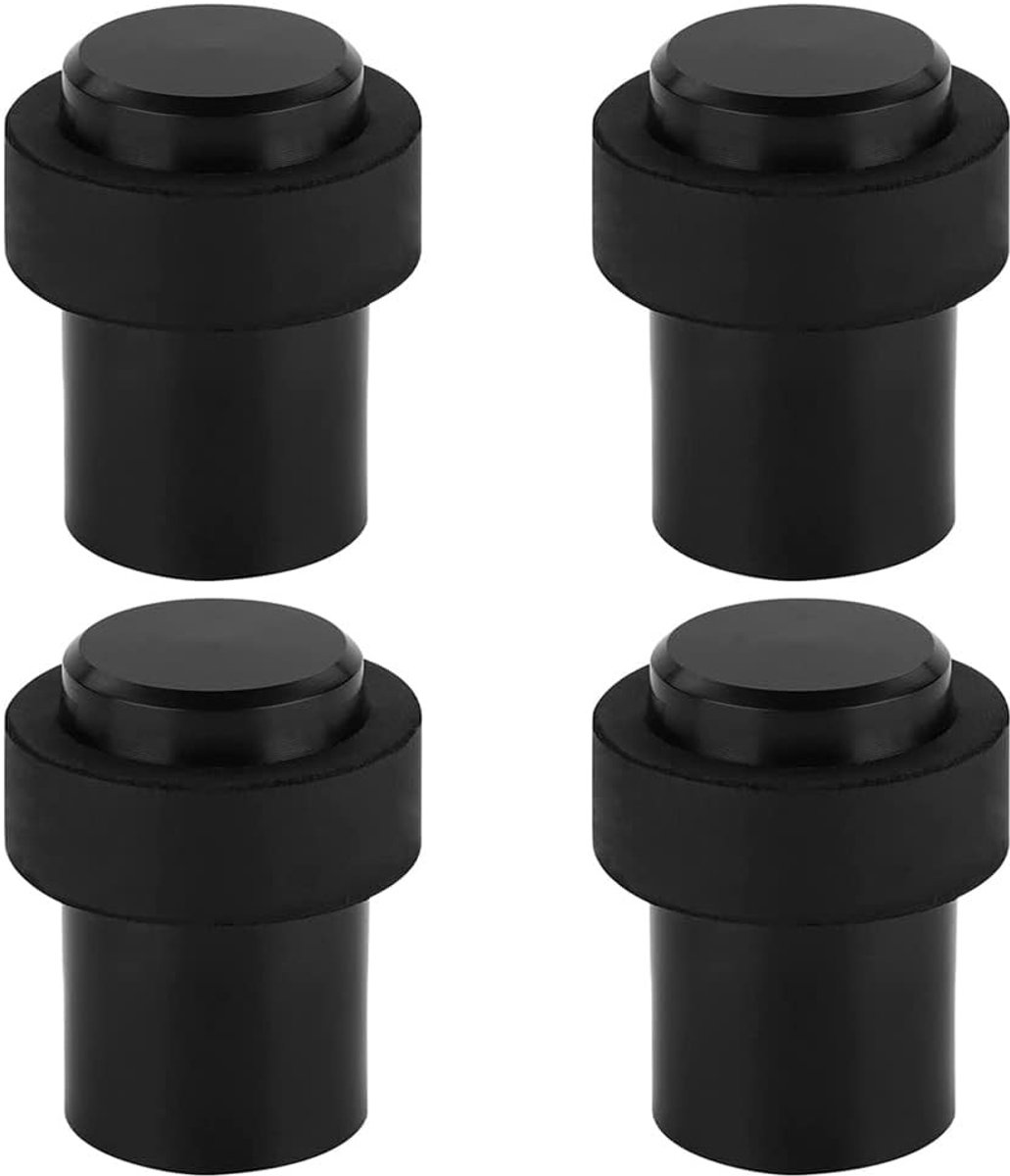 Deurstopper - Zwart - 45 mm - Roestvrij Staal met Rubber - Voor Vloer of Muur
