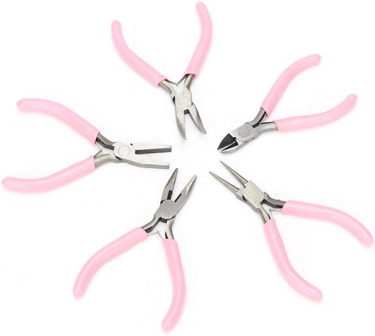Metalen Tangenset - Sieradengereedschap Mini - Sieraden Maken - Hoge Hardheid Materiaal - 5-delig - Roze