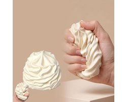 Ryoudavell - Crème Siliconen Anti Stress Fidget Bal - Rising Anti-Stress Bal - Terugverend Knijbaar Speelgoed - Sensorisch Fidget Toy voor Stressvermindering & Angstverlichting - Sensorisch Knijp & Rek Speelgoed tegen Stress & Angst