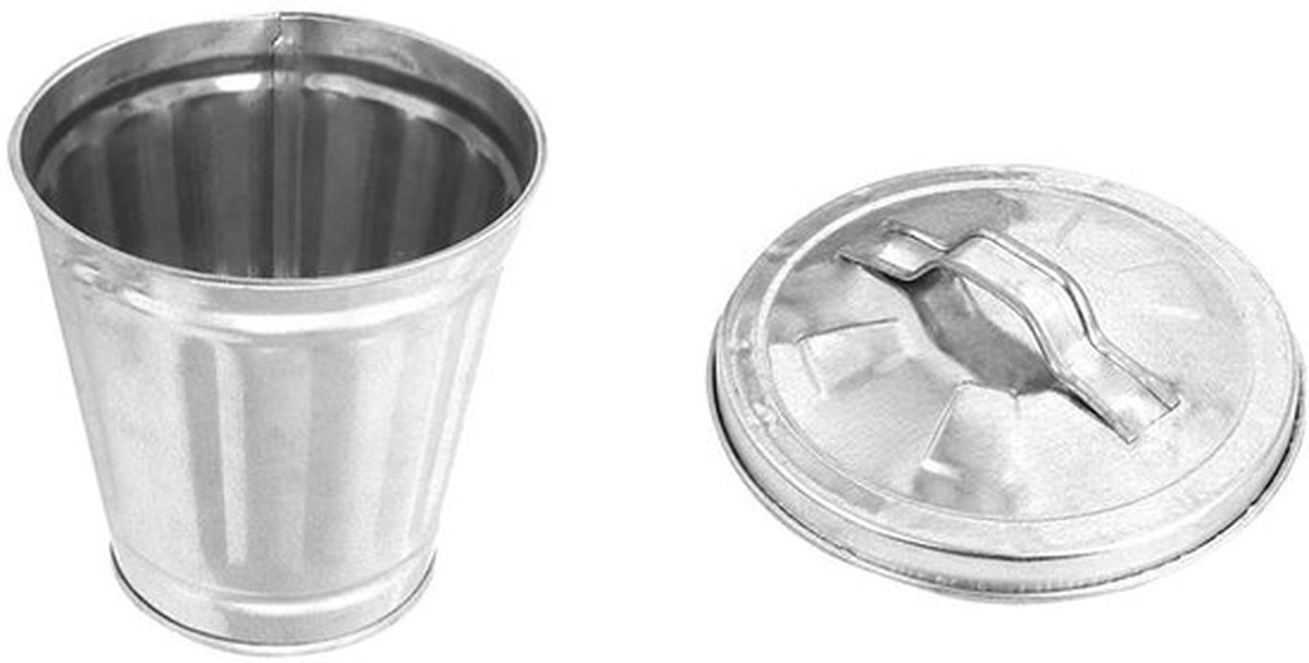 Mini Metalen Emmer met Deksel - Kleine Afvalbak voor Bureau, Thuis en Kantoor - Compacte Prullenbak voor Desk en Tafelgebruik
