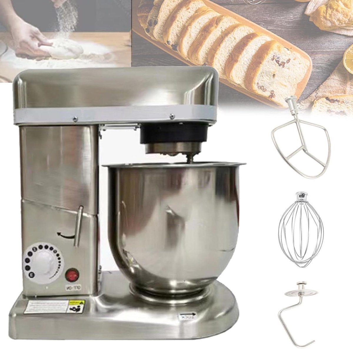 Keukenmixer - Bakmachine Tafelmodel - Beslag Maken - Kantelbare Kop - 7L Kom - Zilver