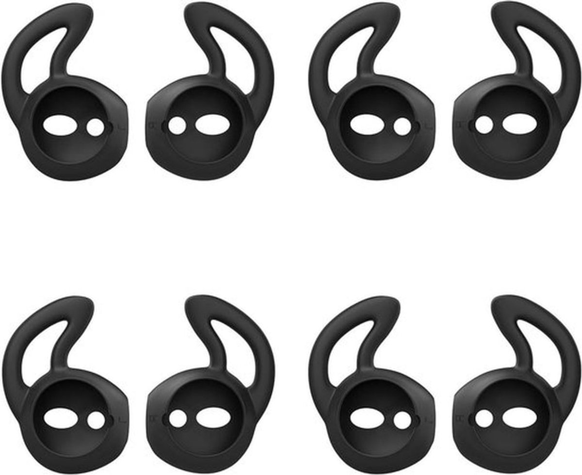 Siliconen Oordopjes voor Apple AirPods en EarPods - 4 Paar Zachte, Anti-Slip Sport Oordopjes met Oorklem voor Bescherming en Comfort - Zwart