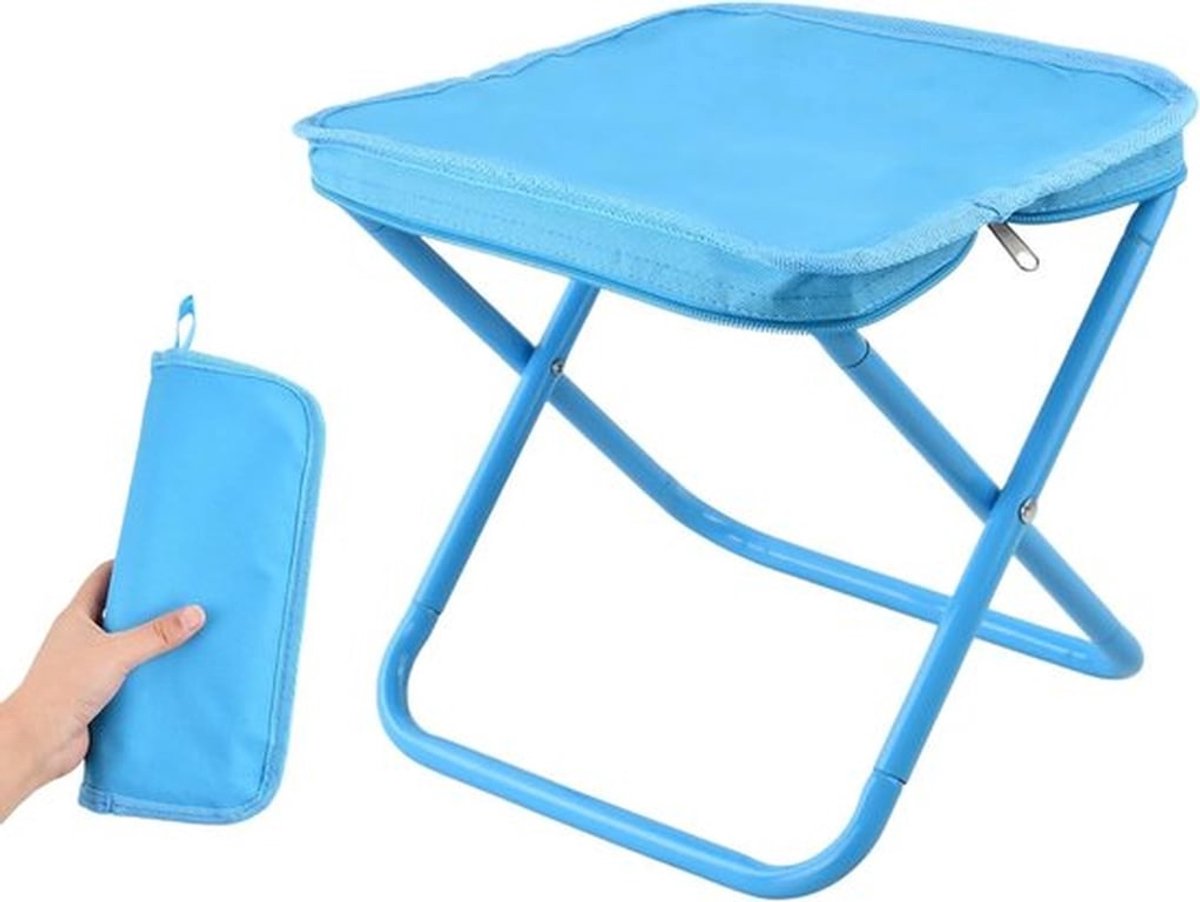 Draagbare Vouwstoel voor Kamperen, Lichtgewicht Campingstoel voor Tuin, Vissen en Hiking - Ideaal voor Barbecue (Blauw, 26.5×23×25cm)