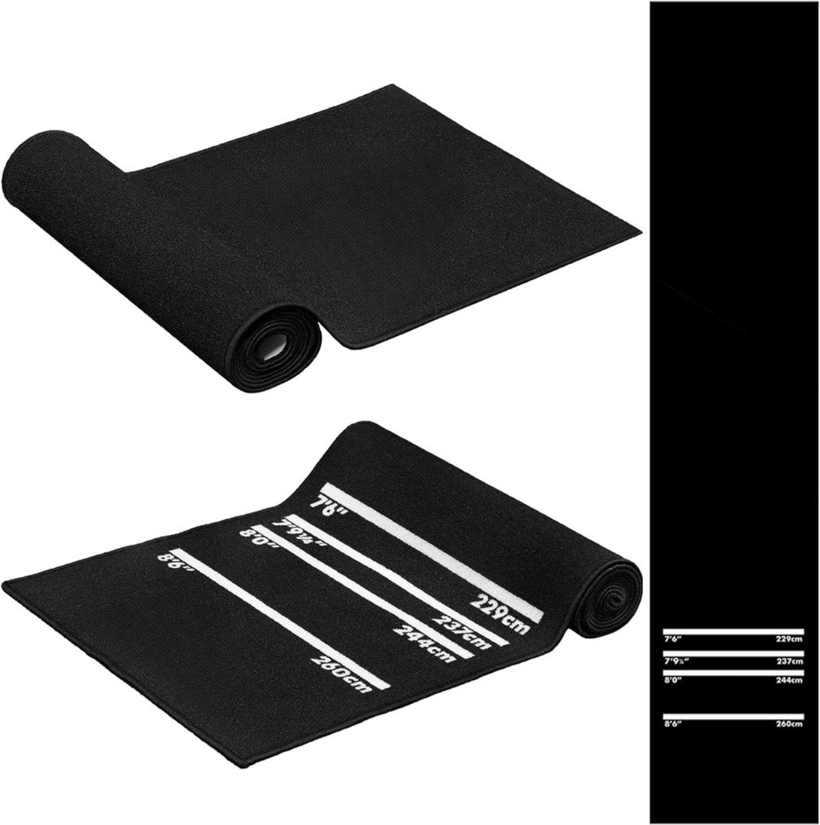 Lìon® Dart Vloerbeschermingsmat - Heavy Duty Dart-tapijt - Dartmat - Zwart - 290cm x 60cm x 1cm