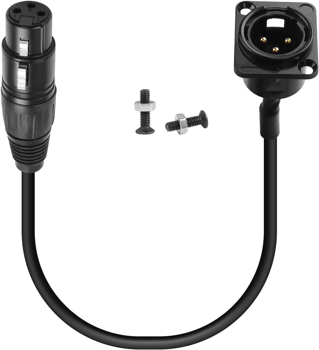 SnelShoppen - XLR Paneelmontage, Korte Kabel, Microfoon Connector, Goud-geplateerde 3 Pin XLR Plug op Socket, Vaste Montage, Kabel Adapter, XLR Doorvo