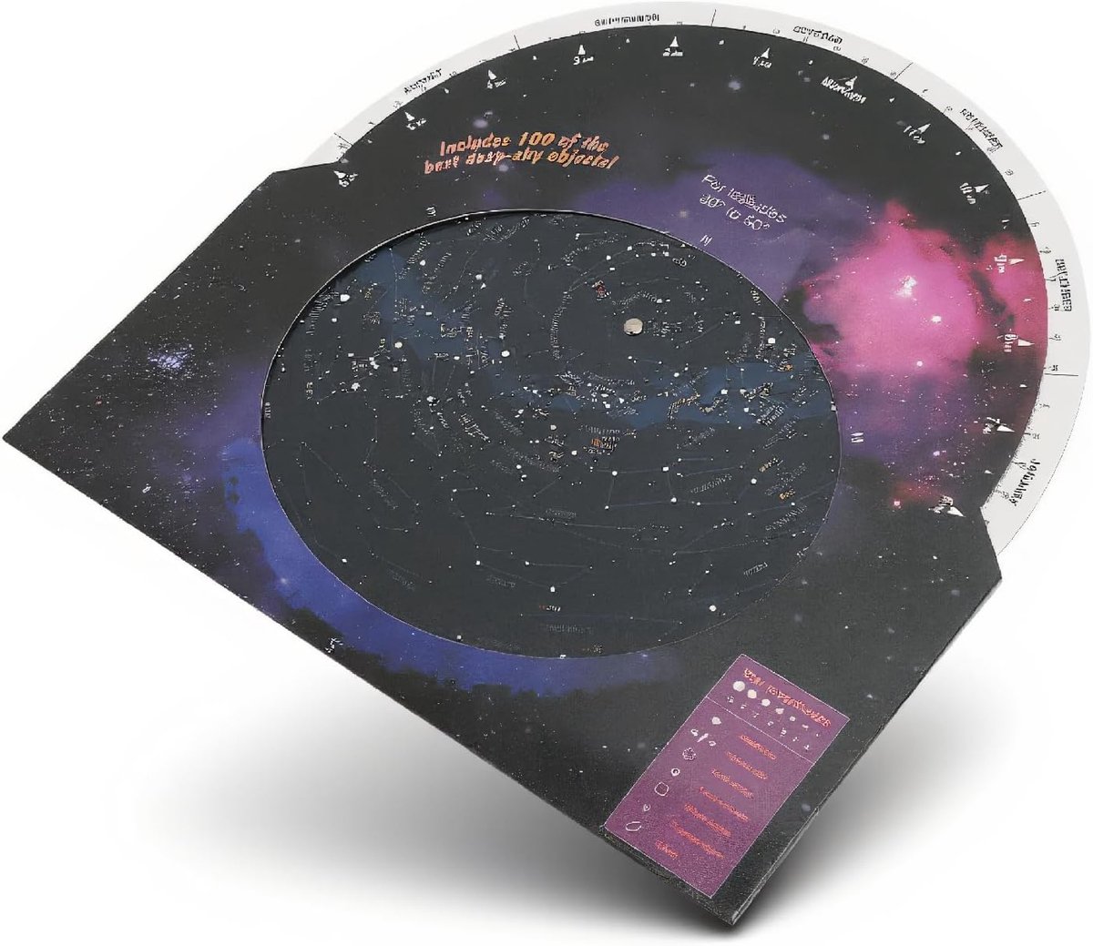 SnelShoppen - Sterrenkaart Gids voor Astronomie, Sterdoel Planisfeer, Sterrenkaart Gids met 100 Sterrenhopen, Nebulae en Melkweg, Astronomie Accessoir