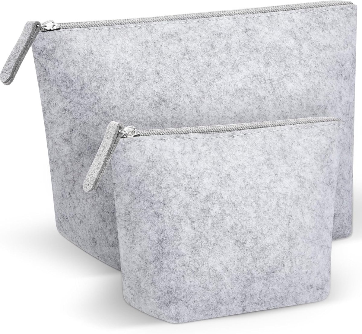 SnelShoppen - 2 Stuks Vilt Make-up Tas voor Vrouwen Multifunctionele Cosmetica Tas Lichtgrijs, Geschikt voor Moederdag, Valentijnsdag en Kerstmis