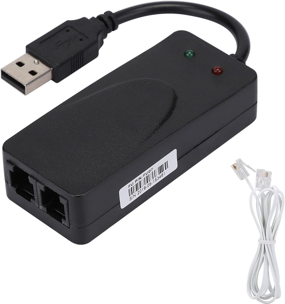 SnelShoppen - Fax Modem Dual Port USB 2.0 56K Extern Modem met Automatische Bel- en ID-functies voor Windows 7, 8, 10, XP, Geschikt voor Data, Fax en