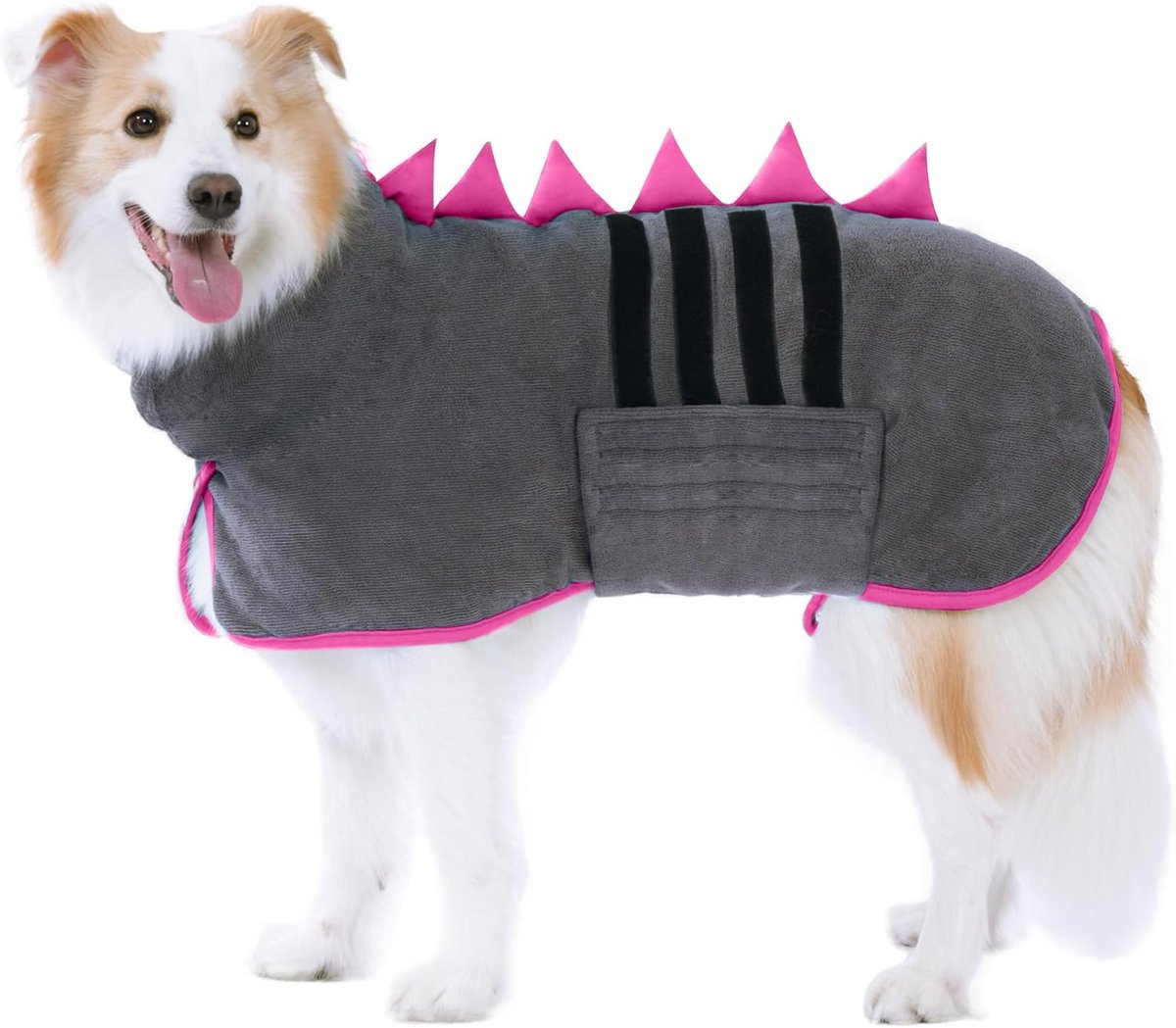 SnelShoppen - Dinosaurushorn Honden Droogjas, Microvezel Sneldrogende Honden Badjas met Verstelbare Hals en Achterzijde, Handige Hondenhanddoek voor B