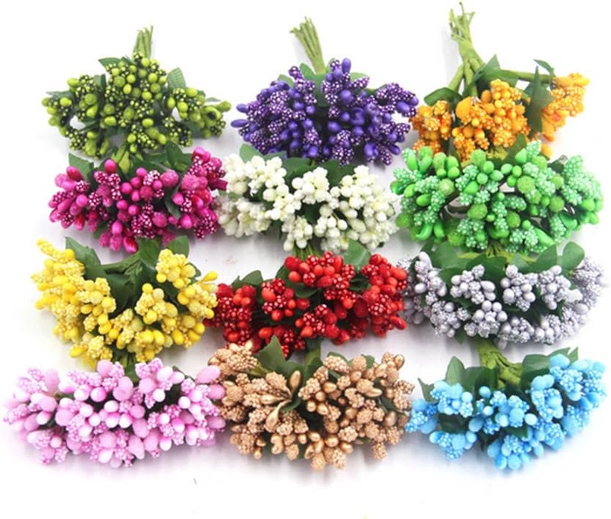 Kunstmatige Mini Bloem Stamens 144 Stuks - 20mm Berry met Zachte Steel - Ideaal voor Bruiloft en DIY Decoratie - ShopVlot