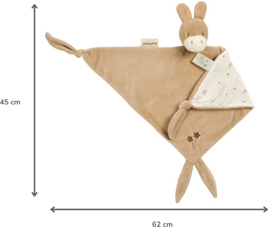 Nattou LouLou Baby Knuffeldoekje - Maxi Doudou Ezel - Baby Cadeau - 60 x 40 cm - Licht Karamel van Nattou — afbeelding 5