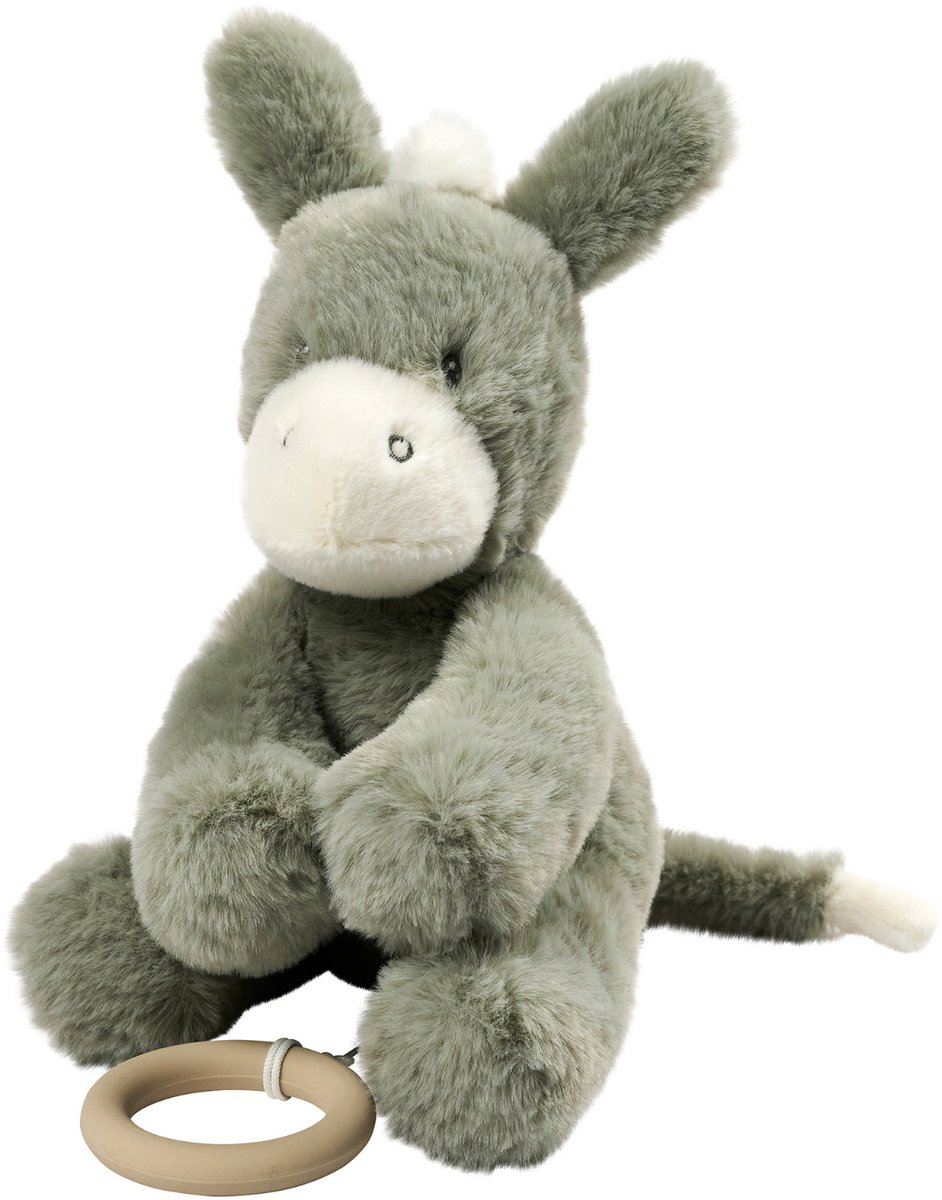 Nattou LouLou Muziekknuffel Ezel - Zachte Knuffel met Muziek - Baby Cadeau - 30 cm - Donkergroen