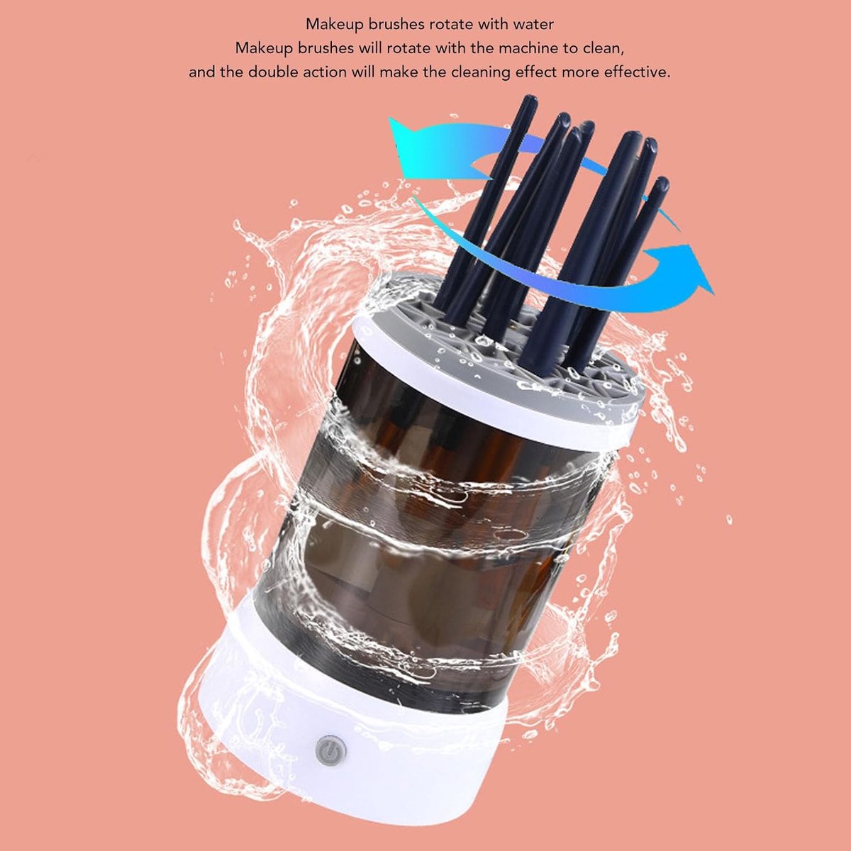 SnelShoppen - Elektrische Make-upborstelreiniger Machine met USB, Sneldrogend en Draagbaar, Dubbele Reinigingsmodi, Roze Cosmetische Borstelreiniger v