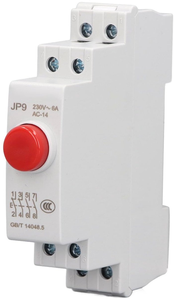 SnelShoppen - Pushbutton Schakelaar 230V AC 2NO 2NC, DIN Rail Montage (Rood) voor Werkplaatsen, Huizen en CNC Machines