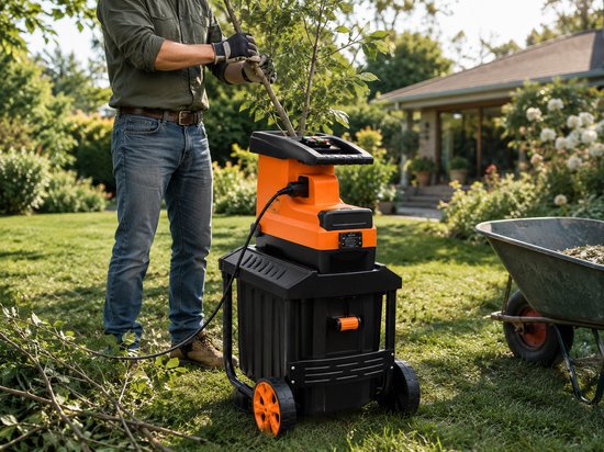 Jurrys Hakselaar - Versnipperaar - Inclusief opvangbak 60L - Bescherming tegen overbelasting - Stil in geluid - 2800W - Zwart/Oranje van Jurrys — afbeelding 5