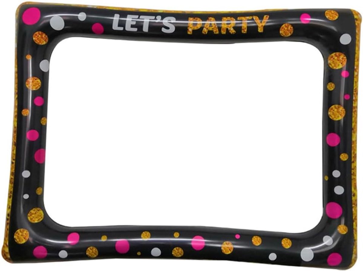 SnelShoppen - Opblaasbare Selfie Frame Feestdecoratie voor Bruiloft, Verjaardagsfeest - Zwart Goud, Hoogwaardige PVC, 78x65CM, Leuk en Grappig