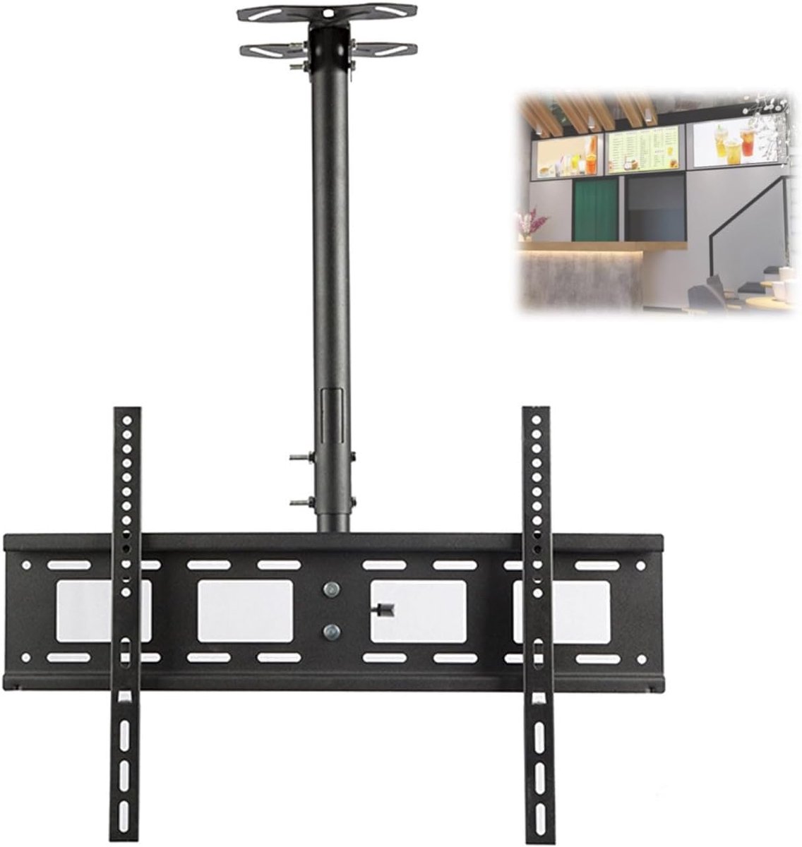 SnelShoppen - Plafond TV Beugel voor 32 tot 85 Inch TV, Verstelbare Hangbeugel 360 Graden Rotatie, Draagt Tot 55kg