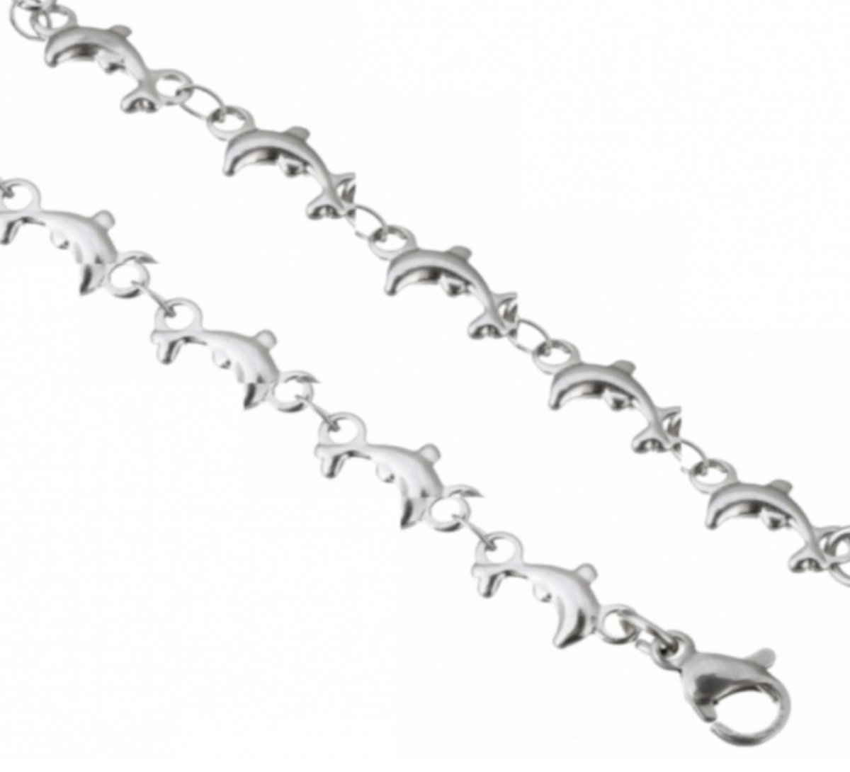 Enkelbandje zilverkleur -Dolfijn RVS 29-32 cm- Charme Bijoux
