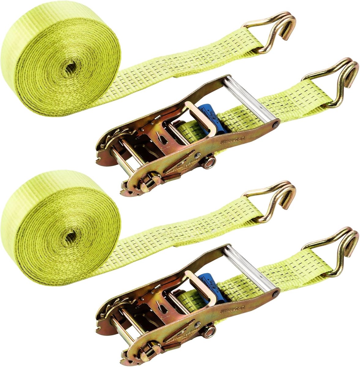 SnelShoppen - 2 Stuks Ratchet Spanbanden met Haak 6m x 5cm Retractable Spanbanden voor Vrachtwagens, Auto's, Motorfietsen, Cargo Goederen
