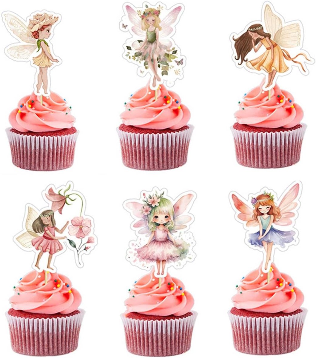 Muffin Decoration Fairy 24 Pieces Cake Decoration Fairy Cupcake Toppers Fairies Birthday Decoration Elves Cupcake - ShopVlot