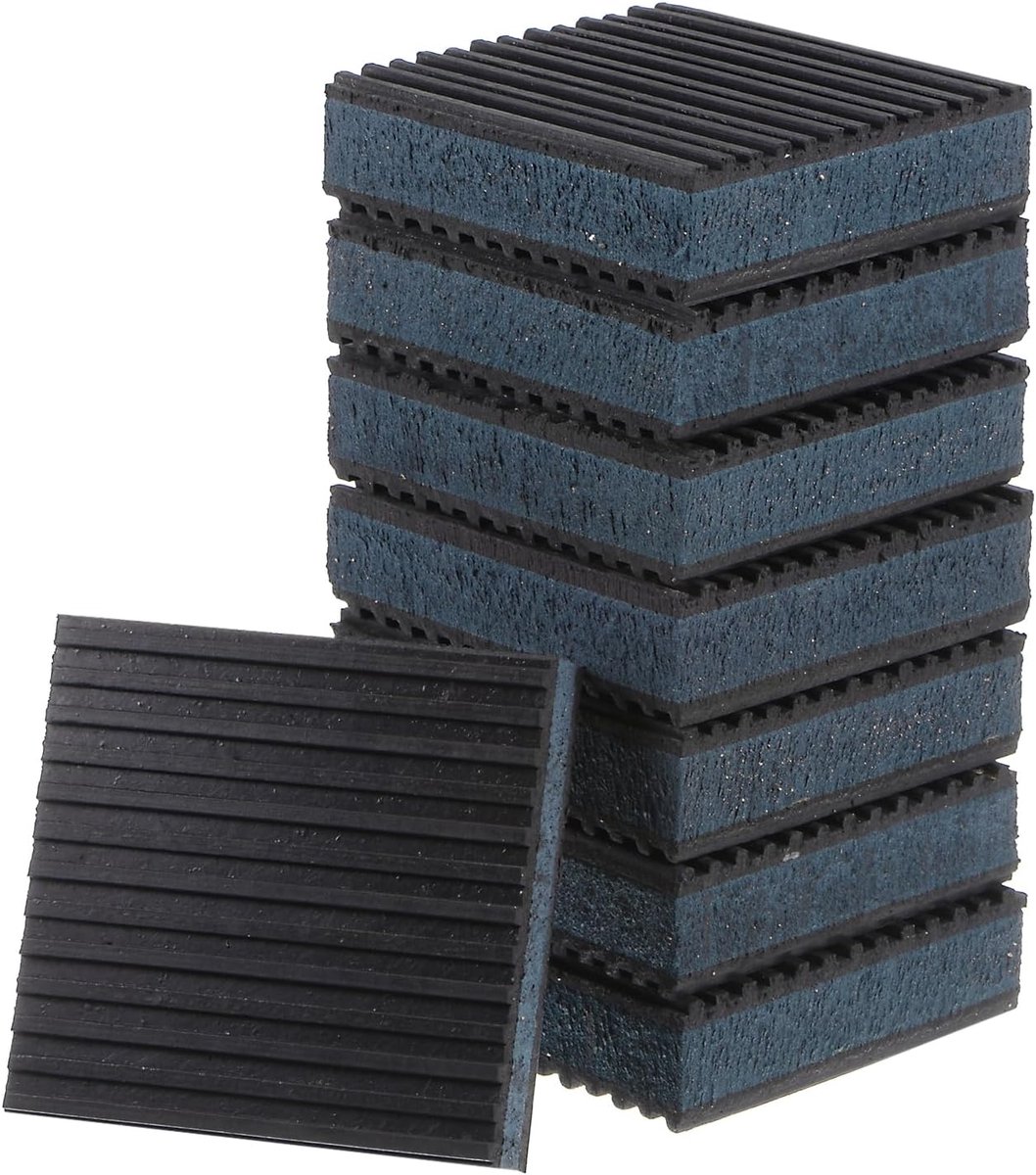 SnelShoppen - 8 Stuks EVA Foam Rubber Anti Vibratie Pads - 3x3x7/8 Inch Rubber Pads, Antislip, Geschikt voor HVAC Systemen en Wasmachines, Zwart en Bl