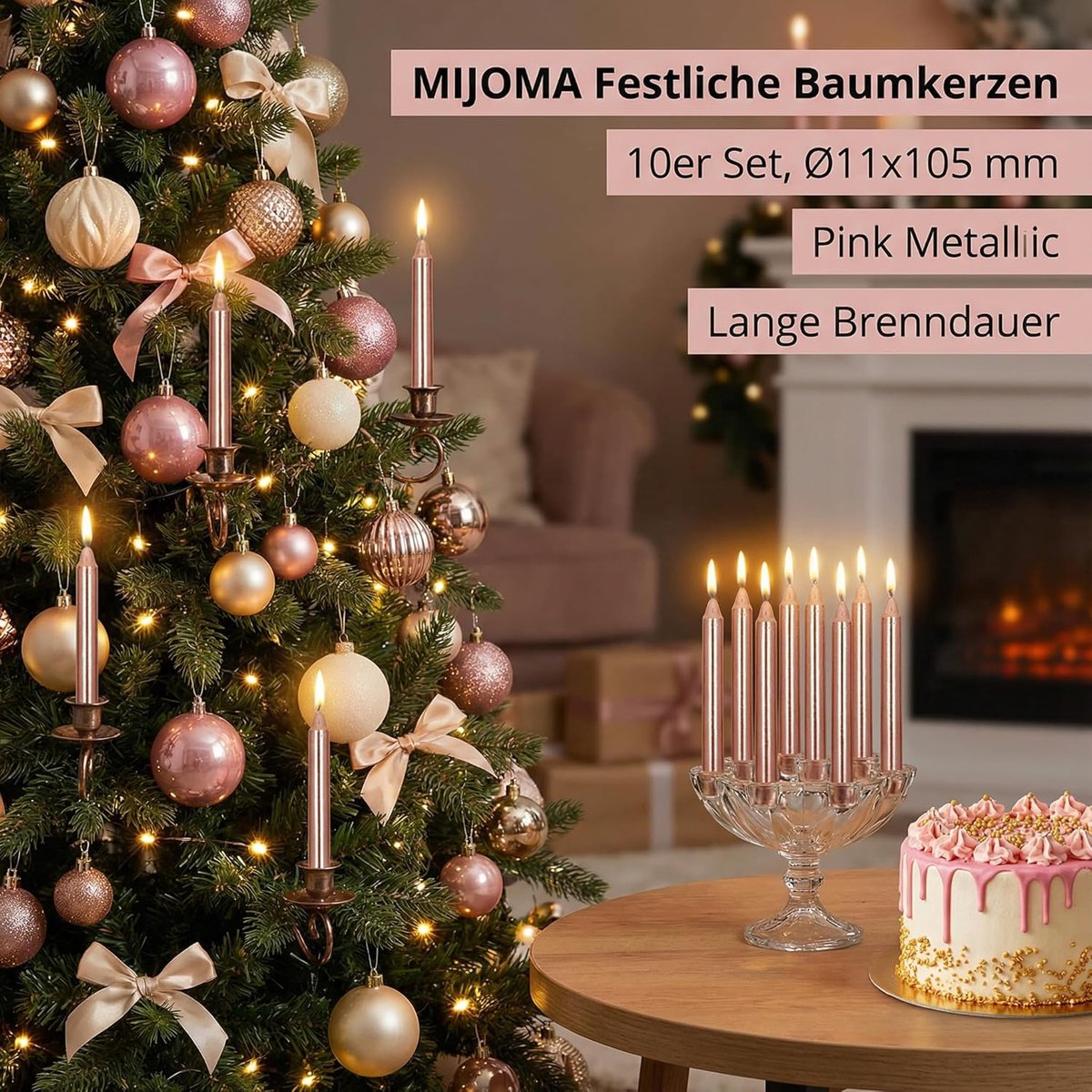 SnelShoppen - MIJOMA Feestelijke Boomkaarsen, Kerstkaarsen, Piramidekaarsen, Was Kaarsen voor Kerstboom, Verjaardagsfeest en Taarten, Lange Brandtijd,